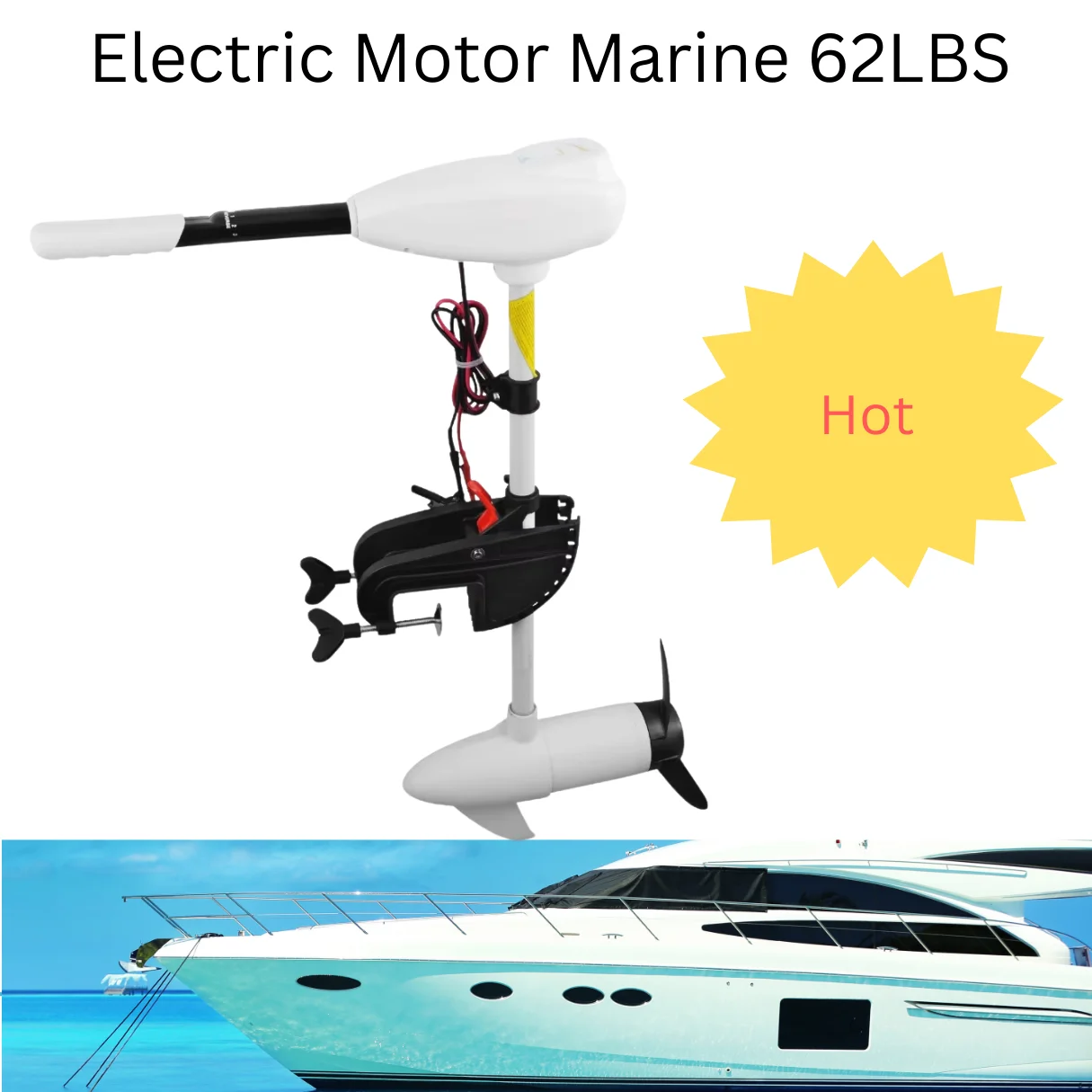 

Improved Hot Whole Sale Boat Electric Motor Marine 62LBS Outboard Trolling Motor WhITE E For Salt Water