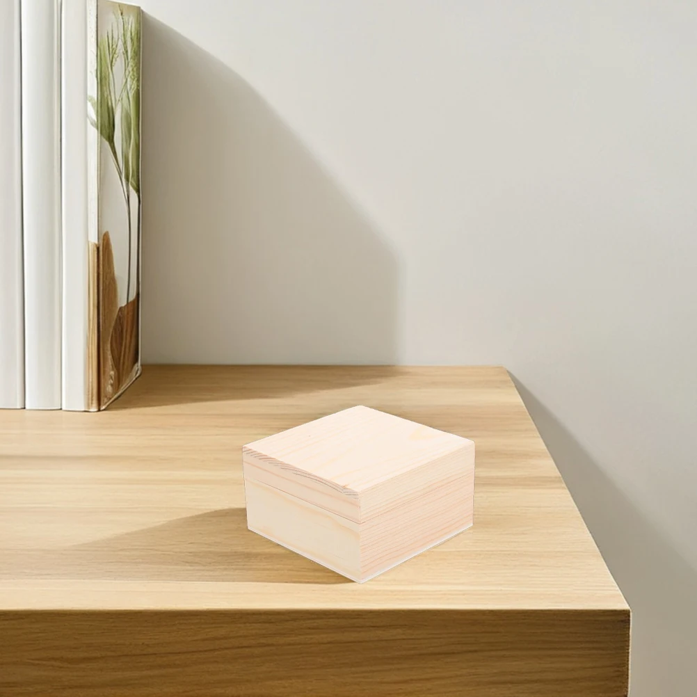 

2 Pcs Pine Storage Box Unfinished Wood Container Wedding Beige Decorative Boxes