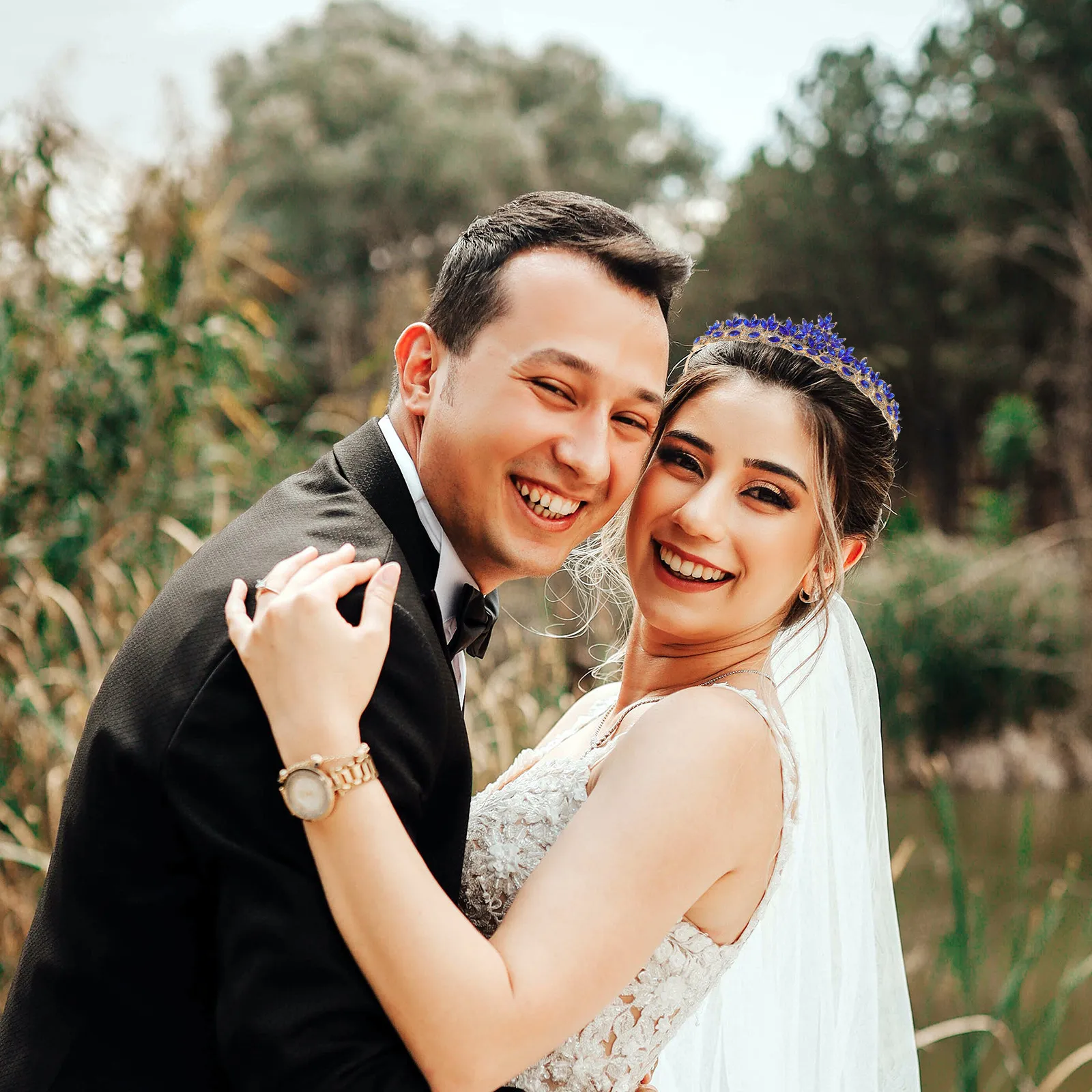 

Bridal Headband Crown Rhinestone Leaf Shaped Headdress Great Craftsmanship Regal Look Wedding Birthday Themed Event Accessory