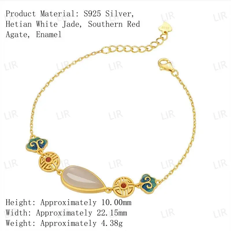 

LIR FengShui S925Sterling Silver Inlaid Hetian Jade Bracelet - Auspicious Ruyi | Lucky Girl's Exclusive | Trendy Fashion Jewelry
