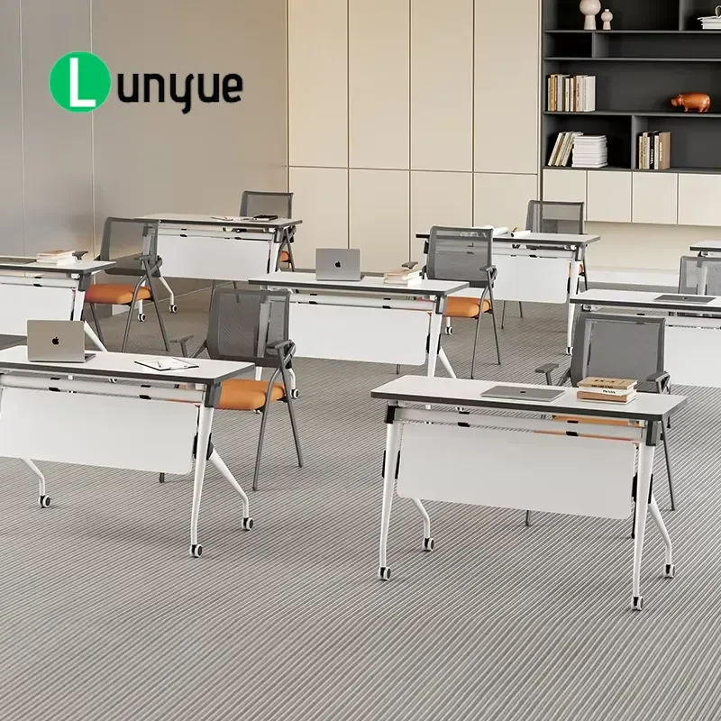 Adjustable Modern Standing Desk Folding Table Durable Eco Friendly Stackable Wood Furniture for Office School Conference Room
