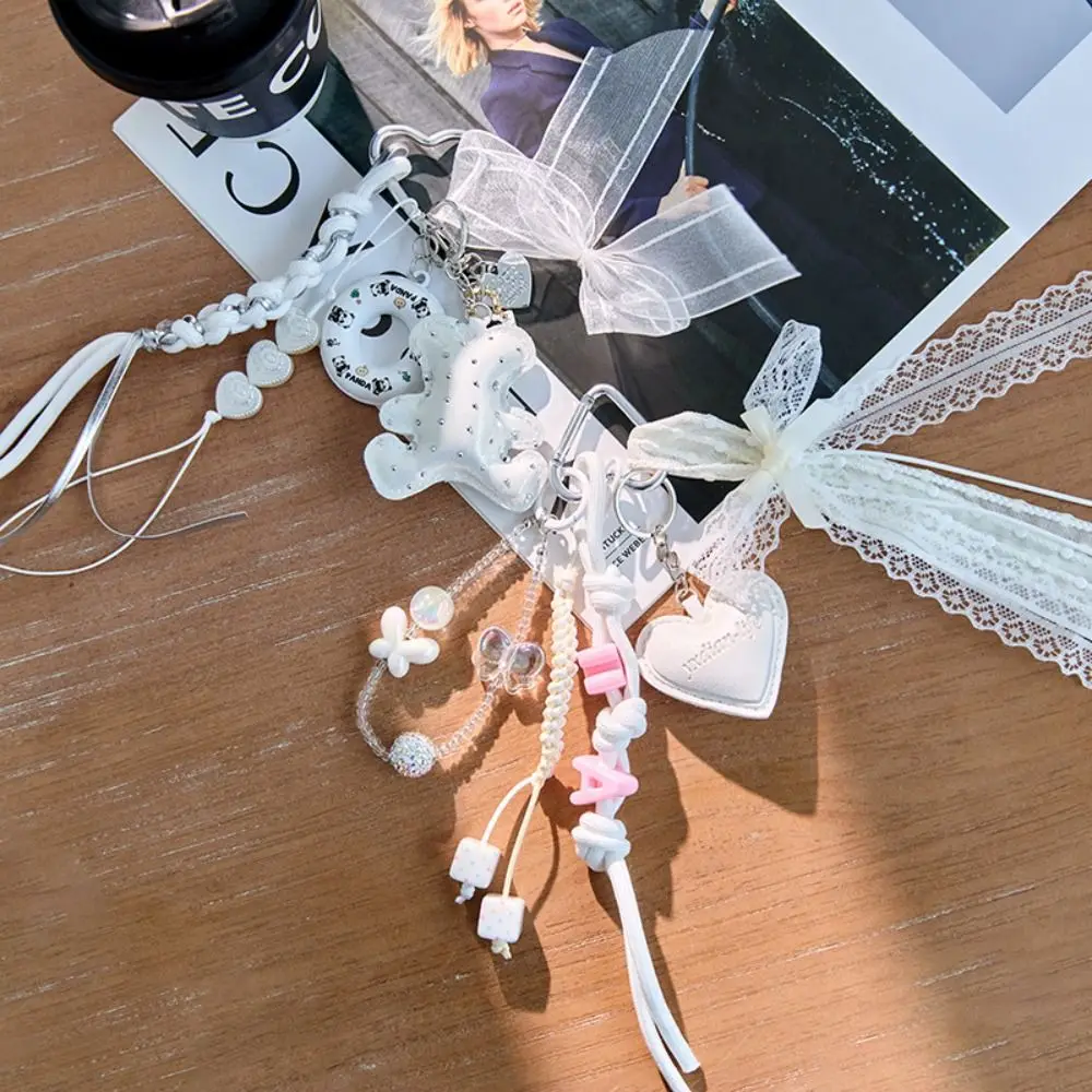 

High-grade Braided Rope Bag Pendant Bag Charm Sweet Star Bear Keychain Cartoon Korean Love Tassel Keyring Female Lady Girl