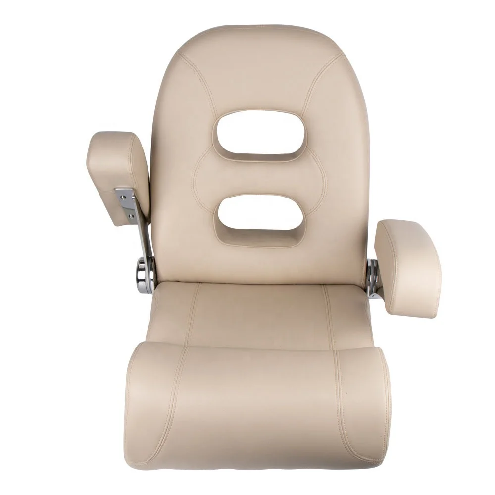 Marine Boat Seats Luxury Soft Waterproof Sun-Protected High-end Yacht Chair Flip up Seat Pilot Chair with Armrest for Ships