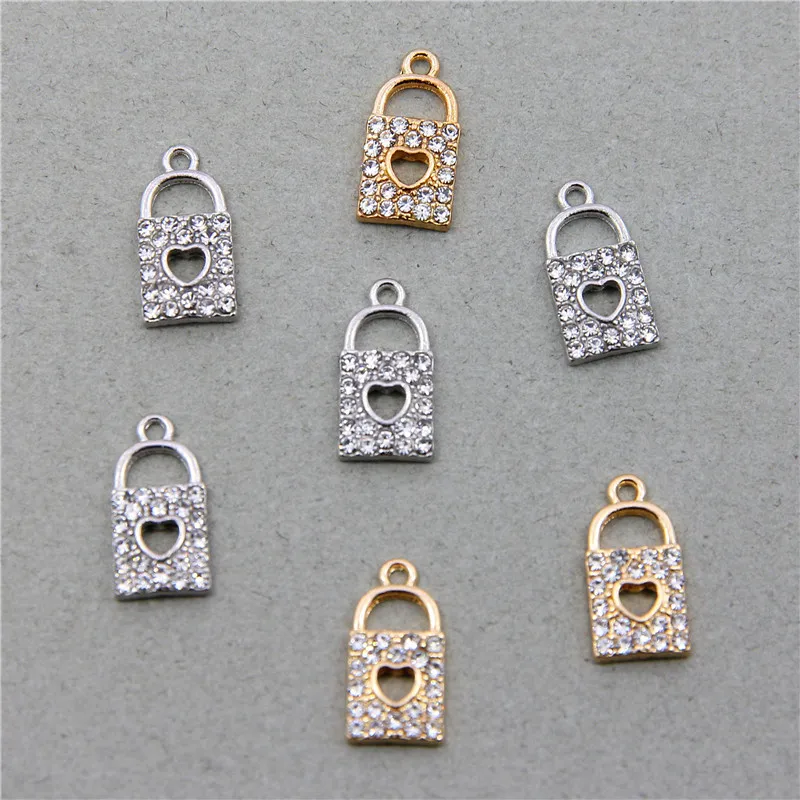 50 قطعة 17*8 مللي متر قفل مطعمة الراين الزينة لامعة اللؤلؤ الماس الكريستال سبيكة قلادة مجوهرات الرقبة الأساور