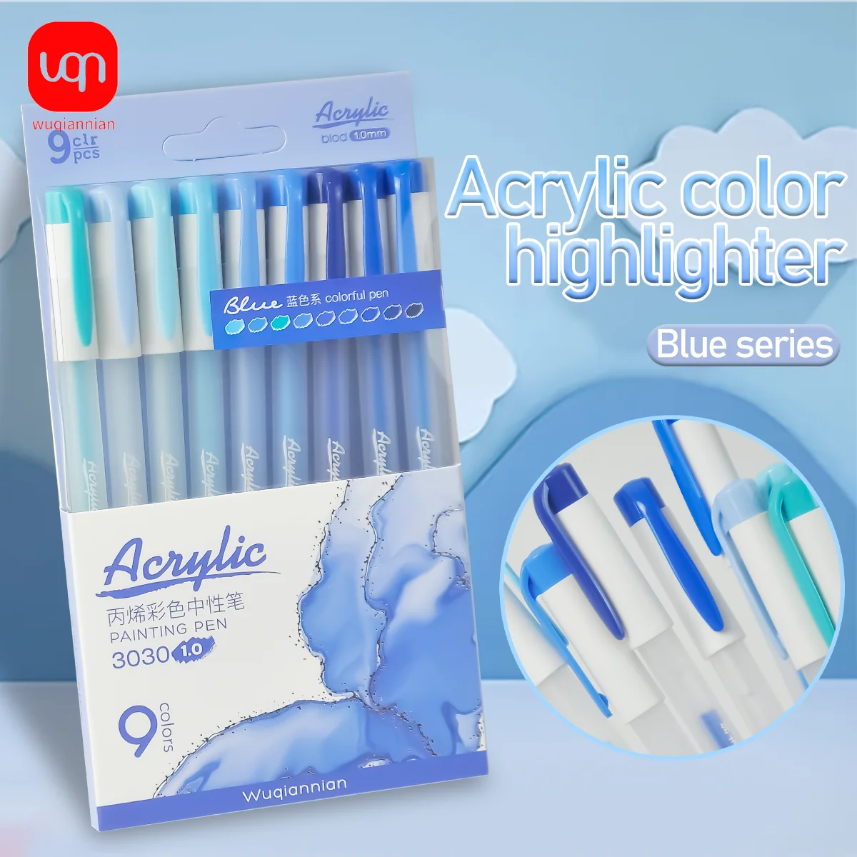 

WQN-54 Colored Acrylic Gel Pen 1.0mm - Non-Bleeding Thick Tip for Note-Taking, Coloring, Journals, School, and Office Supplies