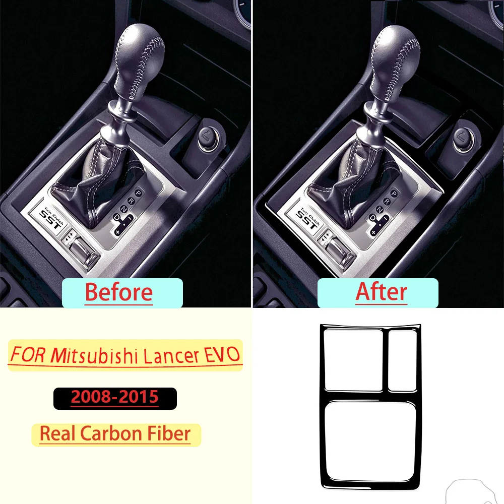 Carbon Fiber For Mitsubishi Lancer EVO 2008-2015 Car Gear Shift transmission Panel Trim Car Sticker Interior Accessories