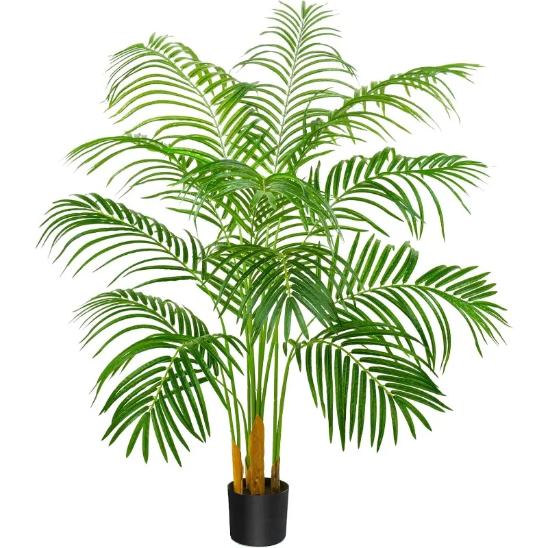 

Artificial Fake Palm Tree with 13 Trunks and Real Bark Design, Premium Polyester,Tropical Paradise Palm Tree in Pot (1, Black,