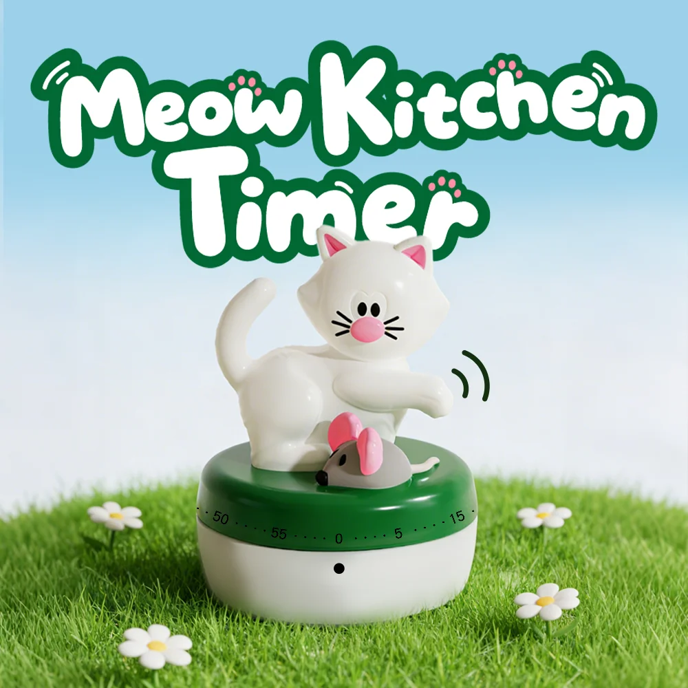 Minuteur de cuisine Joie Meow, compte à rebours manuel, pour enfants, auto-discipline, minuterie mécanique pour la cuisine, la douche, les études, les devoirs