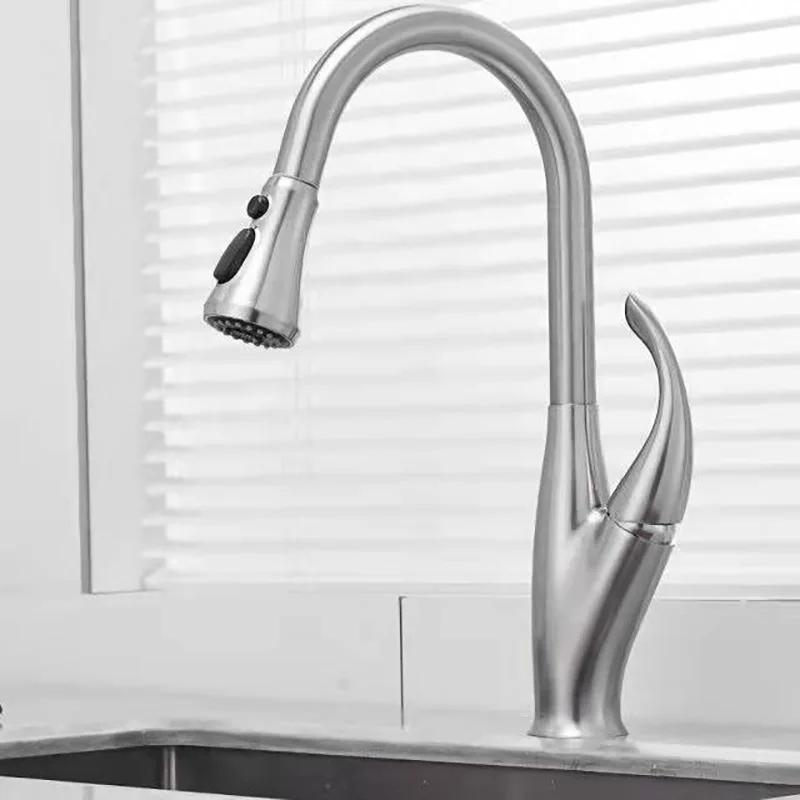 

Household All Copper Vegetable Washing Basin Sink Faucet with Rotatable Telescopic Pull Cold and Hot Faucet