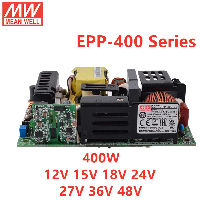 MEAN WELL PCB Style EPP-300 EPP-400 EPP-500 Series AC-DC Module Type Power Supply with PFC Function 12V 15V 24V 27V 36V 48V