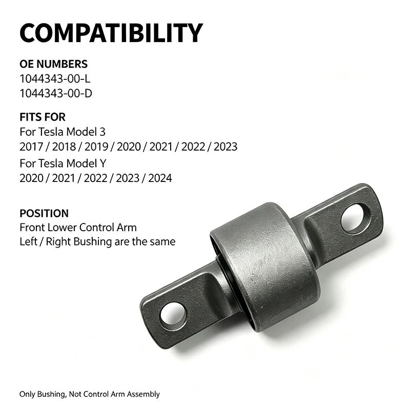 Front Lower Control Arm Bushing 1044343‑00‑L 1044343‑00‑D Suspension Replacement For Tesla Model 3 2017‑2023 Model Y 2020‑2024