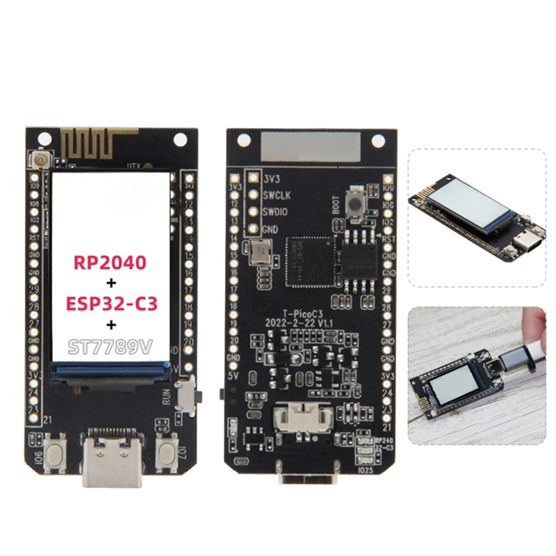 For LilyGO T-PicoC3 Development Board+Case 1.14-Inch LCD Screen Dual MCU RP2040 ESP32-C3 WiFi+BT4.2 Wireless WIFI Module