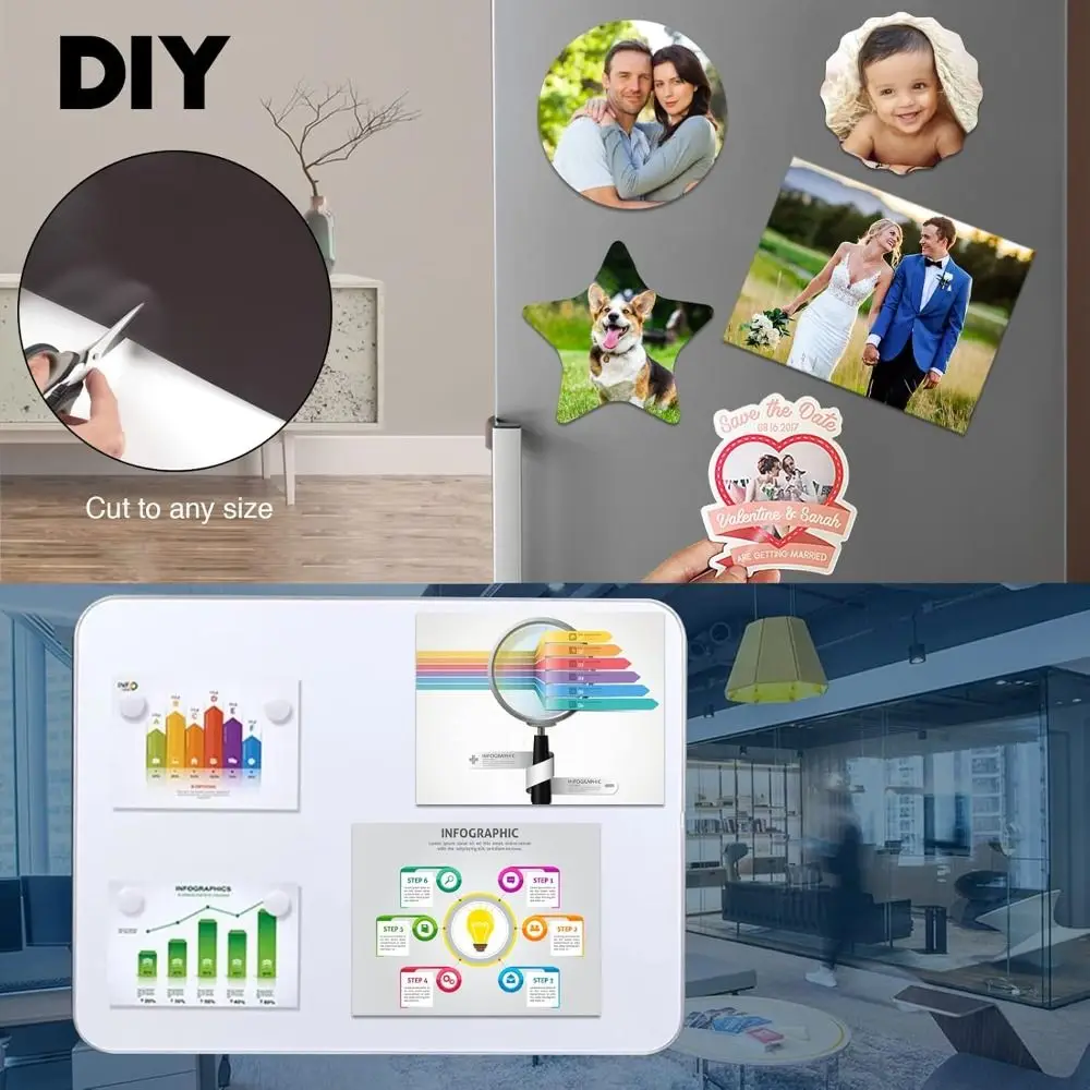A4 Magnetic Mat Sheets Flexible Self-Adhesive Adhesive Magnetic Sheets Easy Peel Magnet Sheet Fridge Crafts Photo Picture Decor