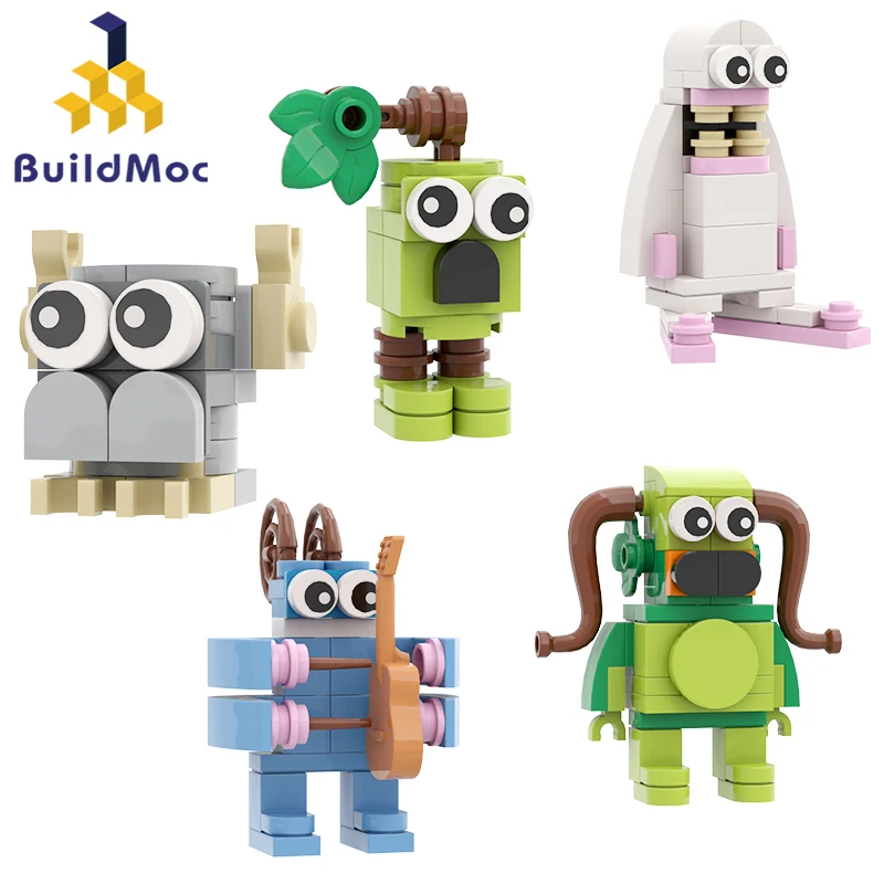 BuildMoc – Kit de blocs de construction, figurines de mon chœur chantant, briques de monstres de chansons mignonnes, jouet de bricolage pour enfants, cadeau d'anniversaire