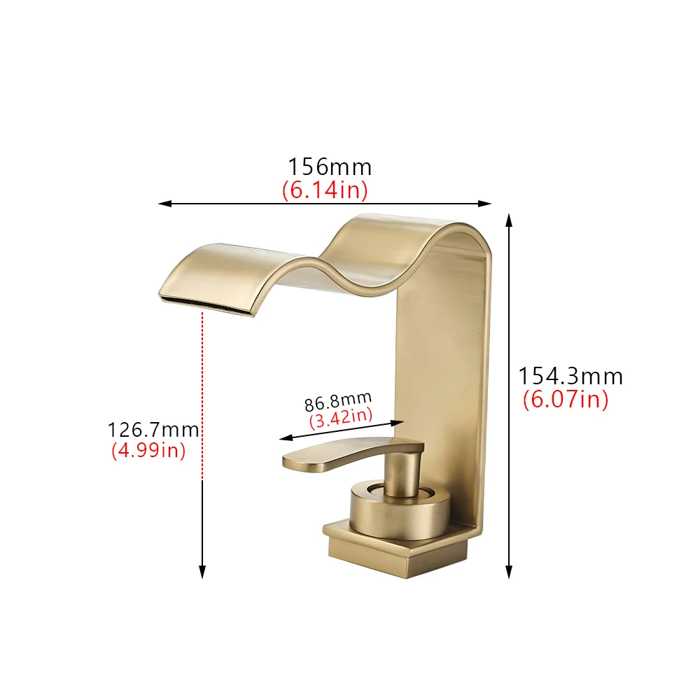 Modern Waterfall Faucet Single Handle 1 Hole Bathroom Sink Faucet Lavatory Vanity Wash Basin Water Faucet Vessel Crane Mixer Tap