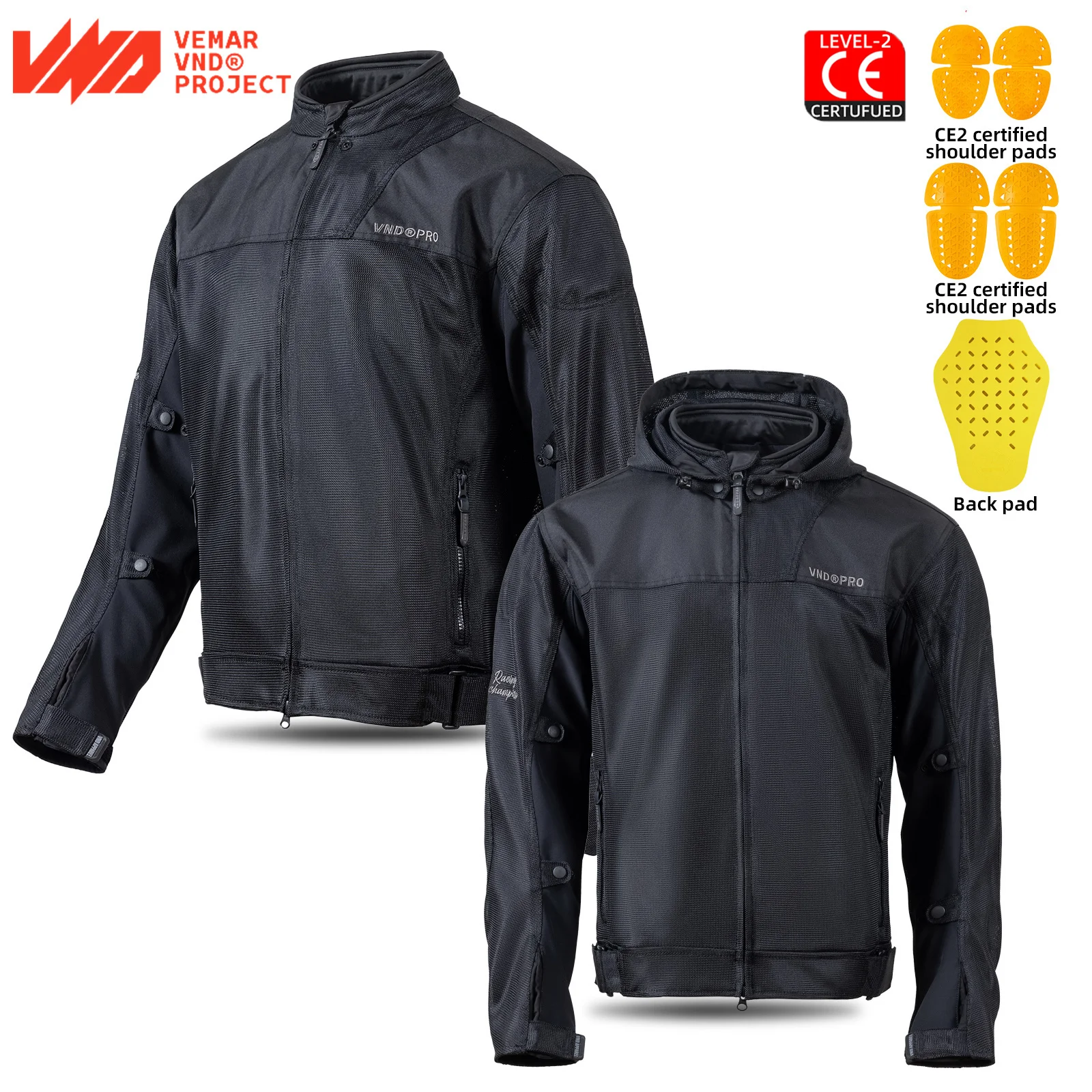 

VND Men's Motorcycle Racing Jacket Summer Breathable CE Protected Motocross Dirt Bike Racing Suit - Full Protection Motor Jacket