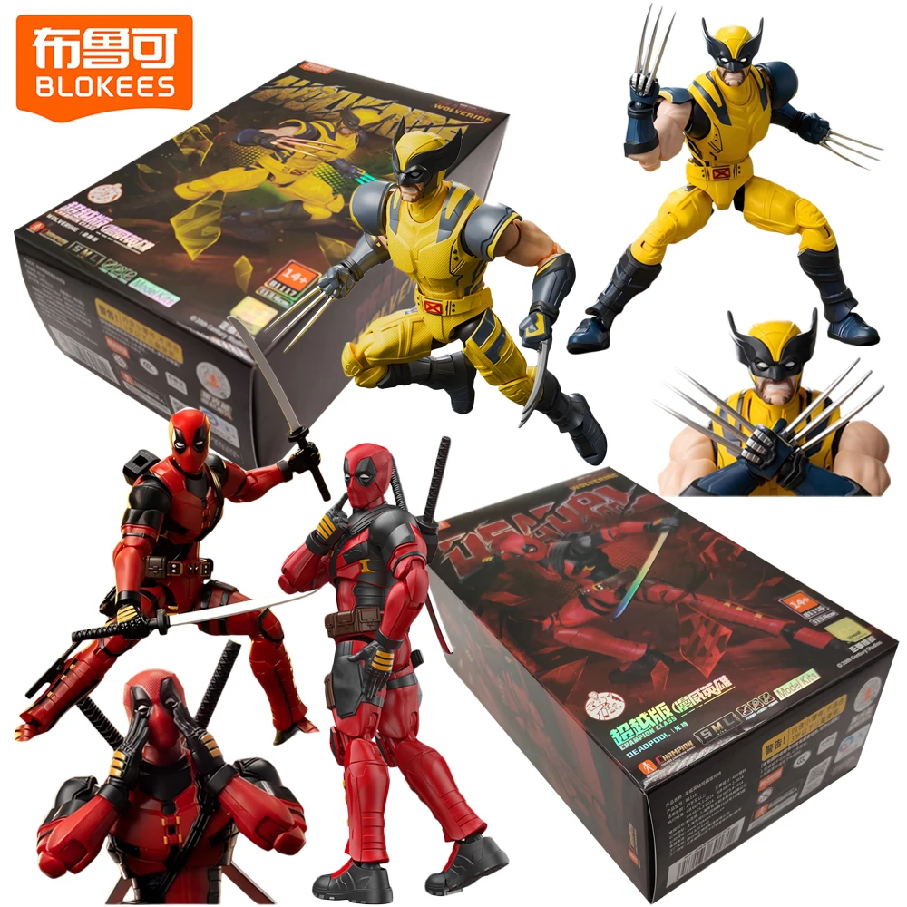 

New Genuine BLOKEES Marvel Deadpool Wolverine Action Figures Champion Class Series Movie Peripheral Assembly Model Ornament Gift