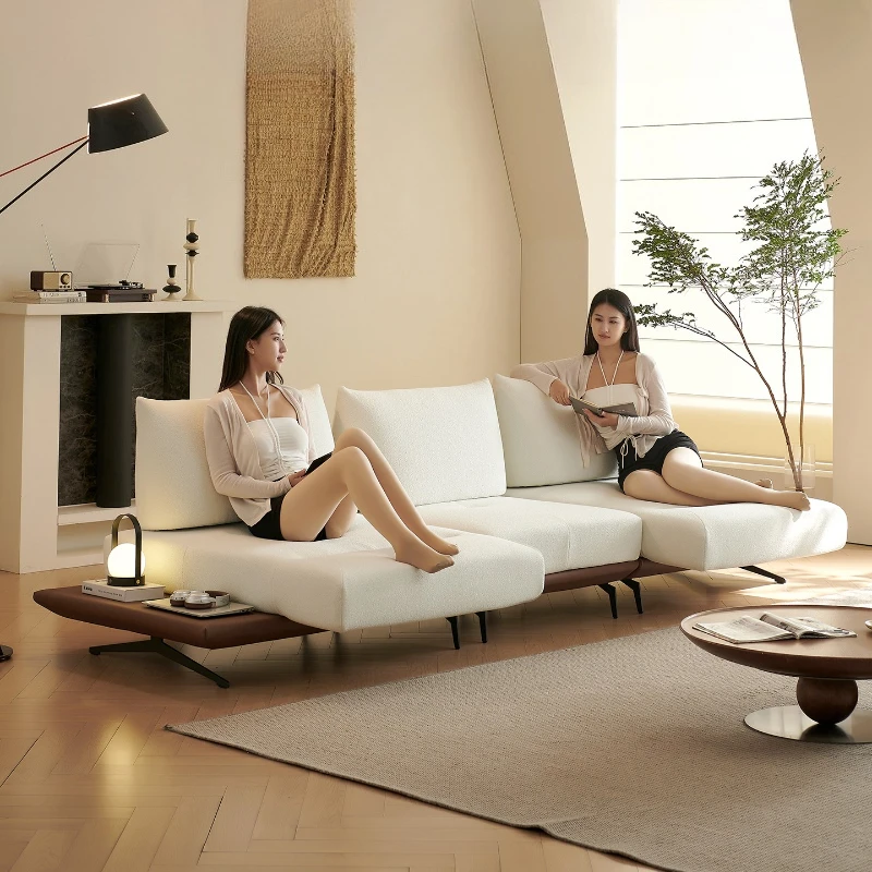 

2025 new high-end living room module multi-functional wab wind straight row fabric sofa