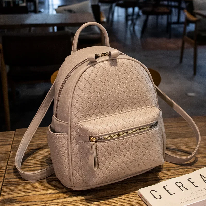 

Korean Version Embossed Women Backpack Soft PU Leather Backpacks for Girls Teenagers Lady Shoulder Bag Daypack Bagpack