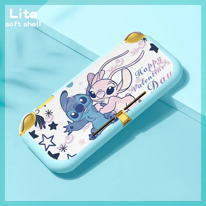 Funda protectora Disney Lilo Stitch Switch Oled Lite, bonitas figuras de dibujos animados, carcasa suave antideslizante, funda para consola de juegos, regalos de cumpleaños