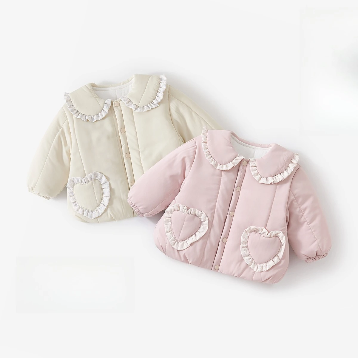 Baby Quilted Coat Girl Baby Autumn Winter Parkas Pure Cotton Baby Lapel Warm Outer Thin Parkas Coat