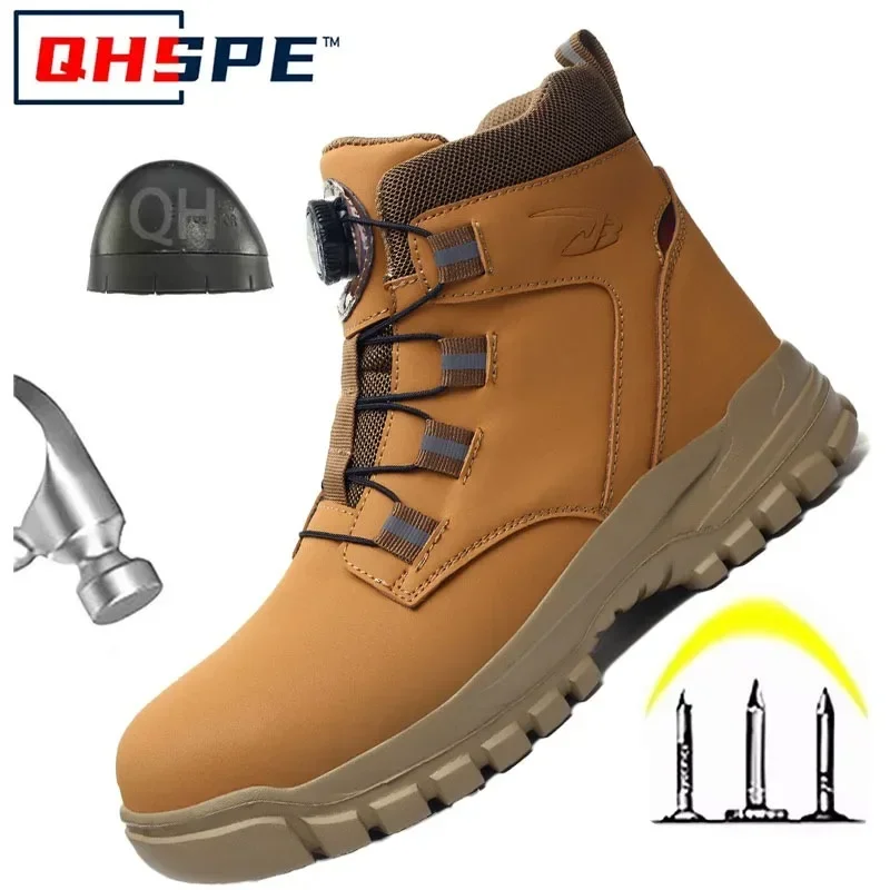 

Waterproof Safety Boots Men Indestructible Steel Toe Work Boots Anti-smash Stab-resistant Safety Shoes Biker Botas Para Hombre