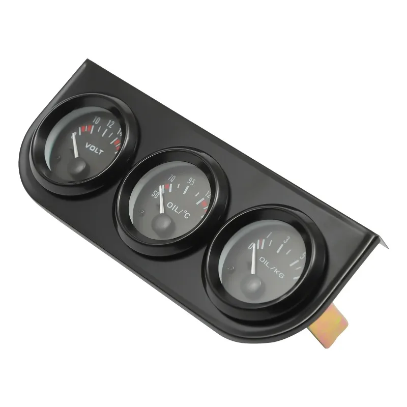 

【Best Choice】5.2cm 3-in-1 Car Gauge Voltmeter, Oil Temperature Gauge, Oil Pressure Gauge Set Universal for 12V Automobile, Black