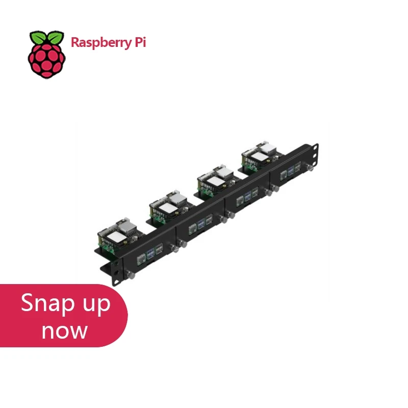 UCTRONICS 1U Pi 5 Rack Mount Case, PCIe NVMe M.2 SSD, Front Access Design, PoE+ Network Support