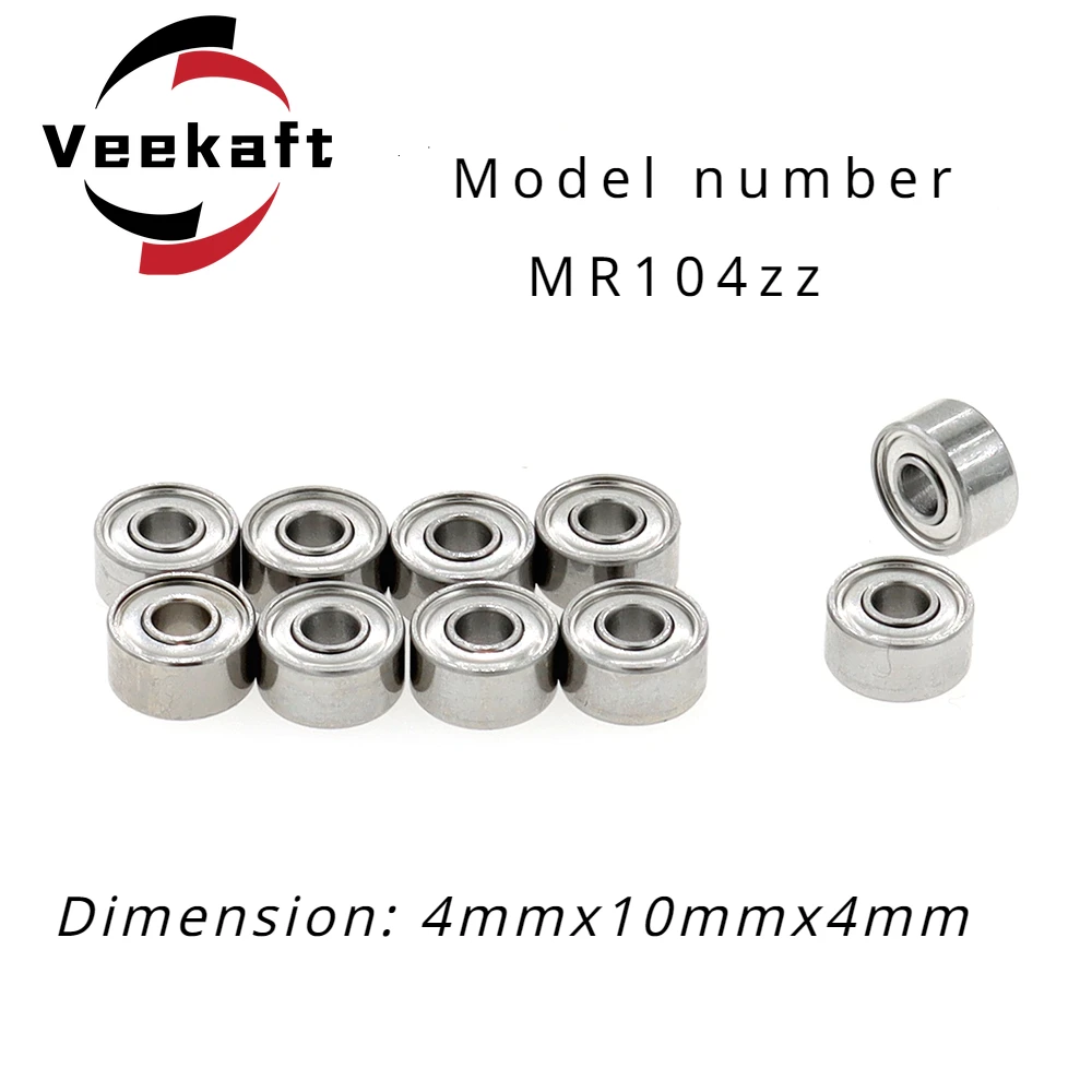 

Veekaft High Precision Miniature Bearings MR104zz Size 4mmx10mmx4mm 10pcs Suitable for Small Machines.