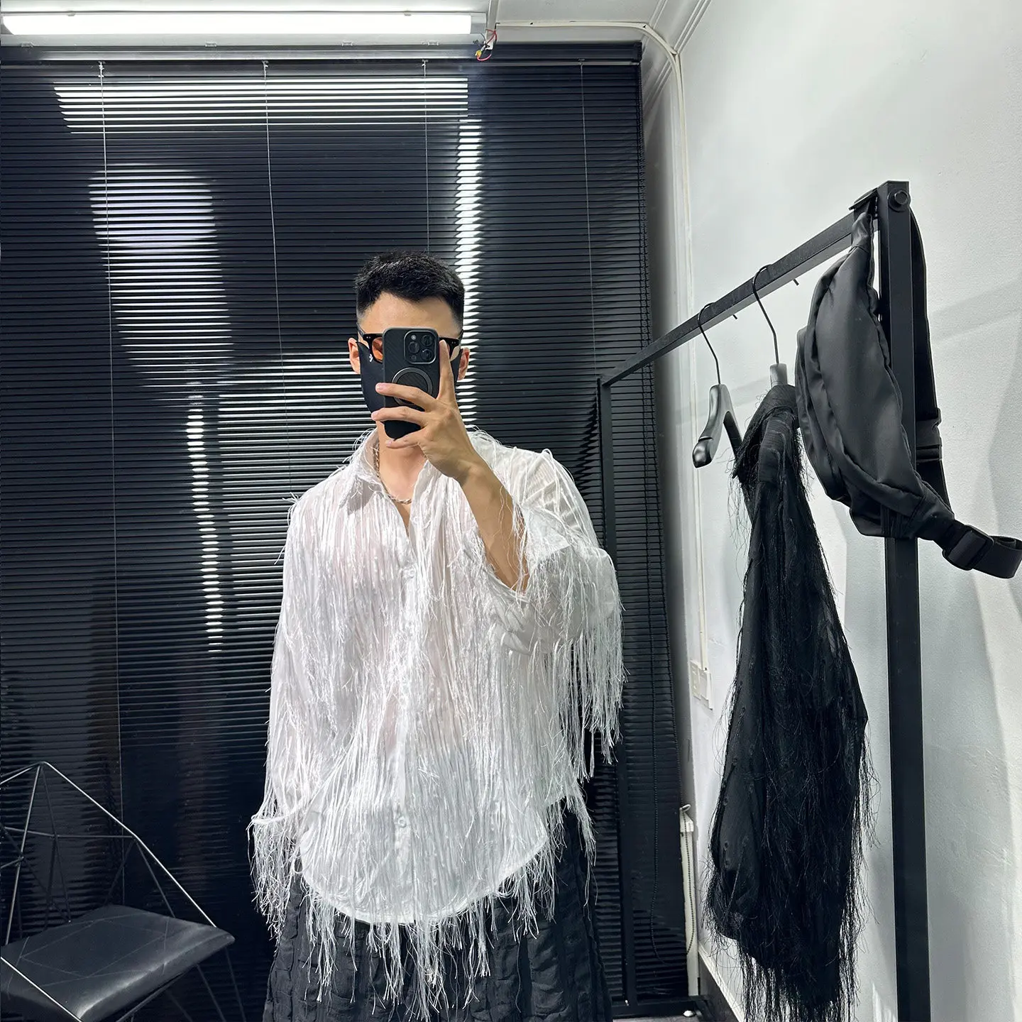 Dark High-Grade Tassel Design Long-Sleeved Shirt Men's Fashionable Loose Leisure All-Matching Coat Trendy