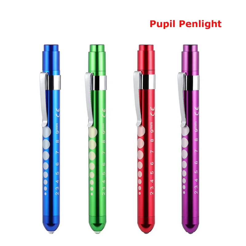 5pcs Colorful Ophthalmology Eye Pupil Penlight With Scale LED Pen Torch Light Flashlight  P4030