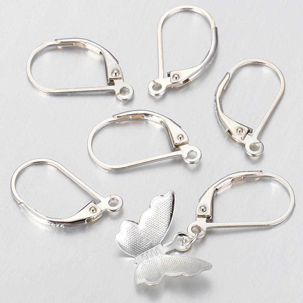 4 pezzi 925 orecchini in argento Sterling anelli Base gancio per l'orecchio per gioielli di moda fai da te che fanno risultati accessori forniture
