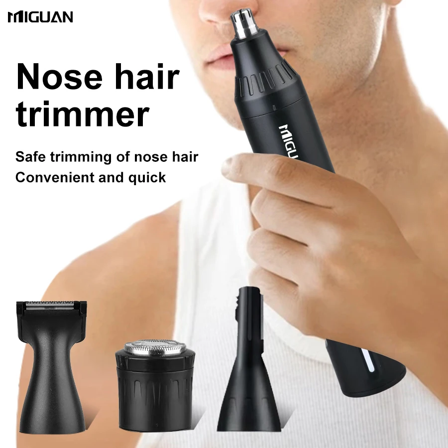 4-in-1 Professional Grooming Kit, USB Rechargeable Nose & Ear Hair Trimmer, Beard and Eyebrow Razor, Men'S Personal Care Tools