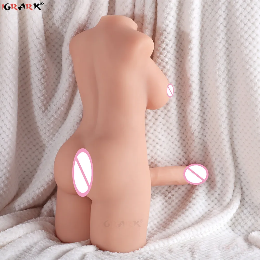 Shemale Half Body Sex Doll Toy For Men Sexy Ladyboy Male Torso Pleasure Doll with Skeleton Dildo Penis Big Boobs Ass Masturbator