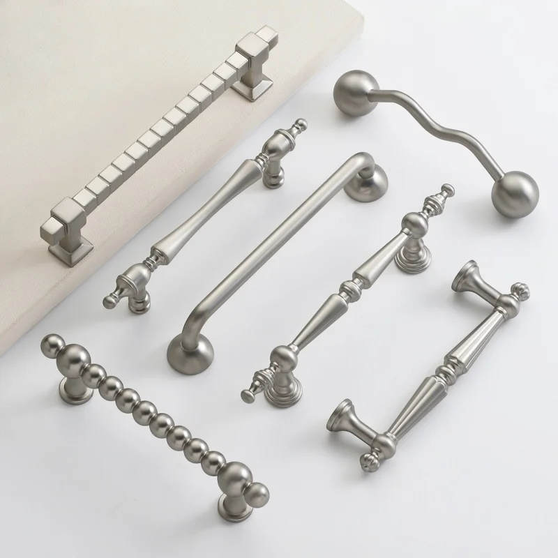 Nickel Brushed Cabinet Pull Kitchen Accessories Drawer Knobs Wardrobe Closet Door Pull Furniture Handles Kitchen Cabinet Handles