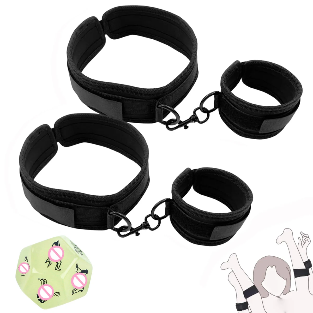 Bdsm Bondage Handcuffs with Luminous Dice Sex Toys For Women Restraints Ankle Cuff Handcuffs Erotic Accessories Sex Toys