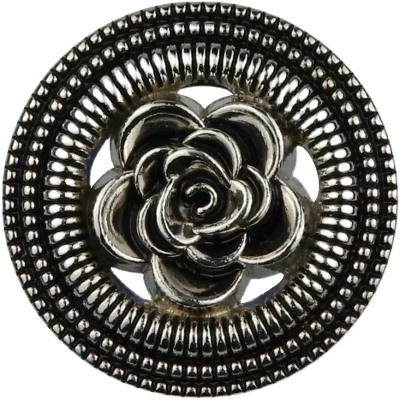 Metal Hollow Flower Buttons for Clothing DIY, Sewing Material, Jacket, Coat Buttons, Sewing Accessories, 20mm, 25mm, 10Pcs