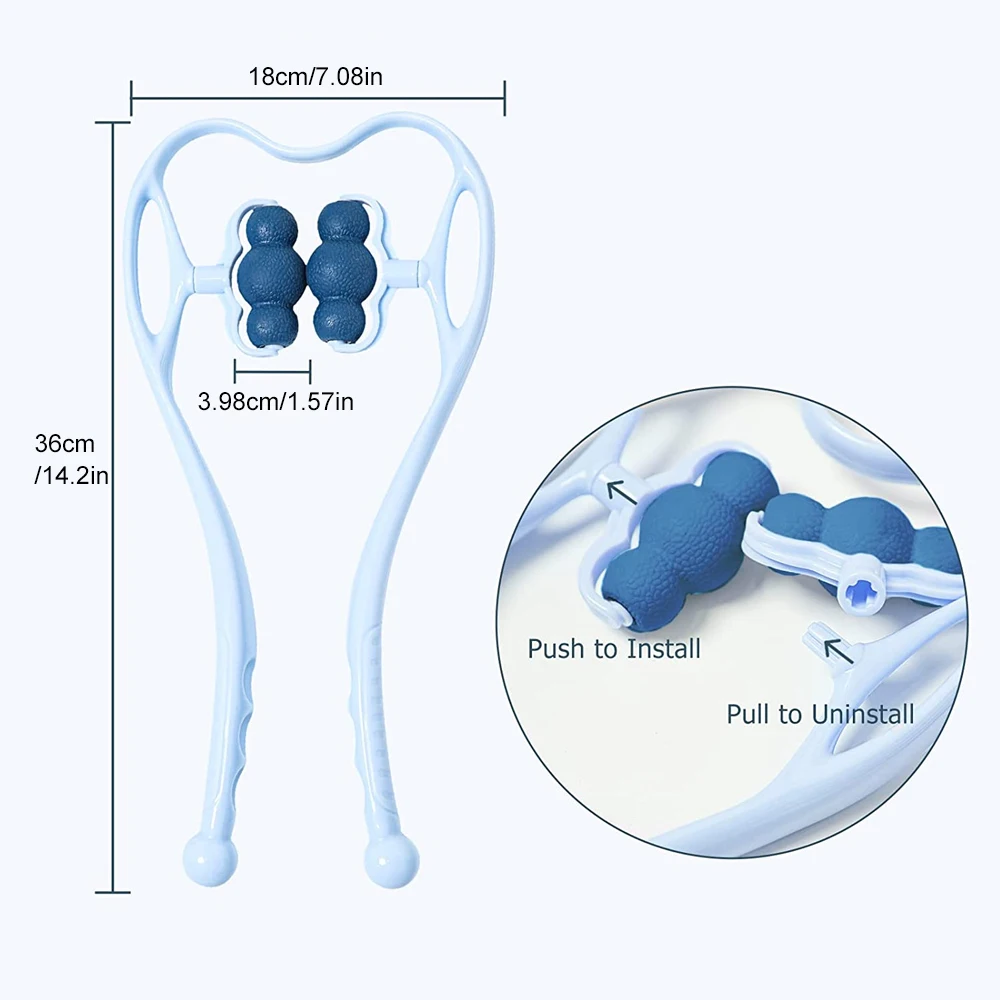 Массажер для шеи, шеи и плеч, ролик с двойным триггером, инструмент для самомассажа, снимает давление рук, массаж глубокого давления