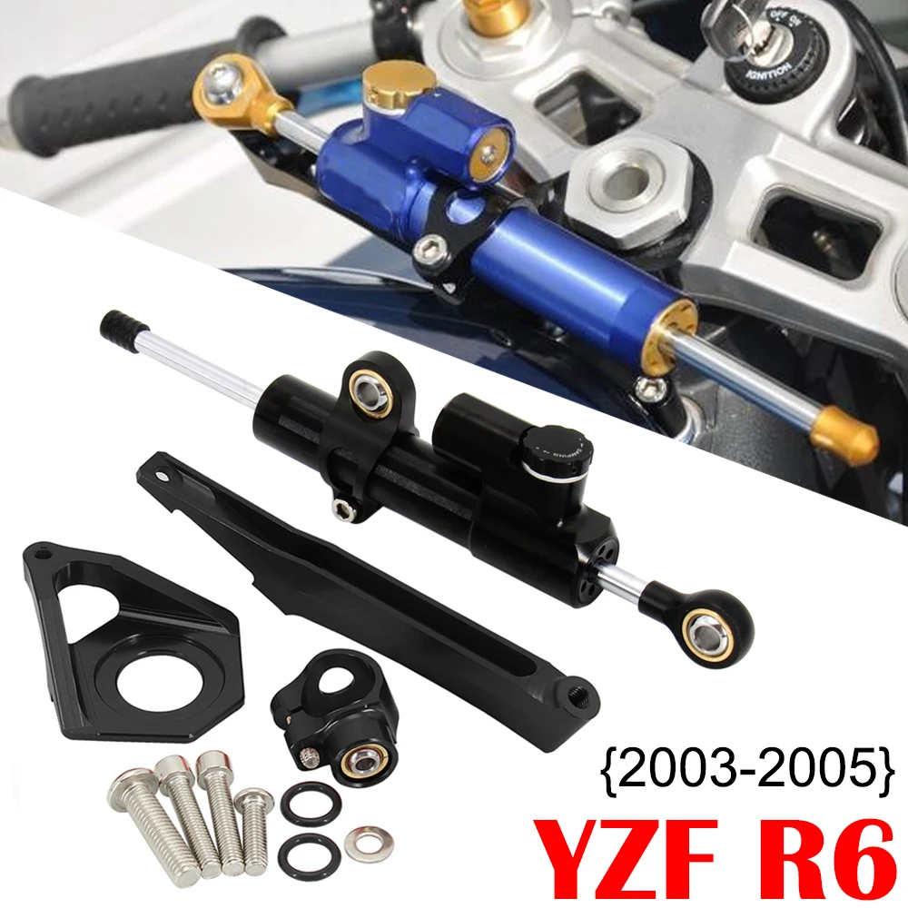 

Accessories For YAMAHA YZF R6 YZF600 2003 2004 2005 CNC Steering Damper Stabilizer Shock Absorber Direction Mount Bracket YZFR6