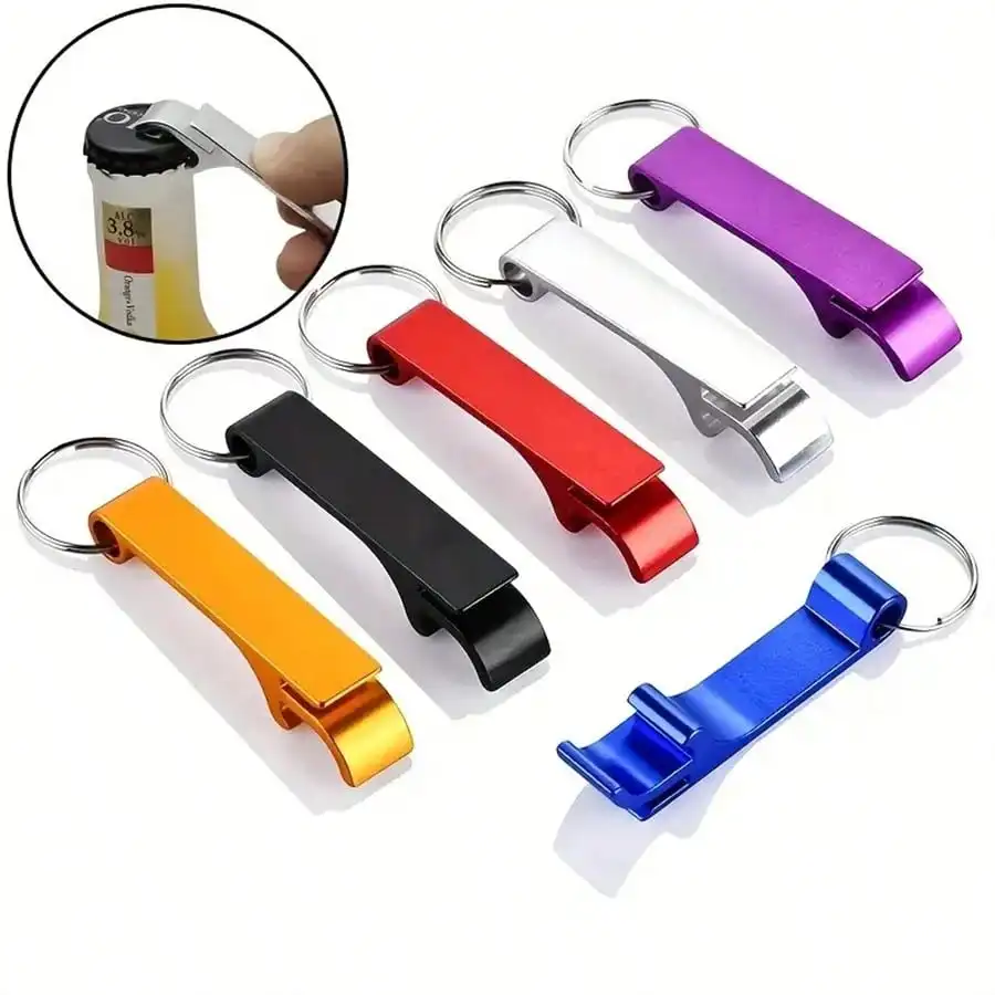 6 Stück tragbarer Bierflaschenöffner, Schlüsselanhänger, Mini-Tasche, Aluminiumlegierung, Getränke, Hochzeit, Party, Gastgeschenk, schöne Geschenke für Vater im Freien