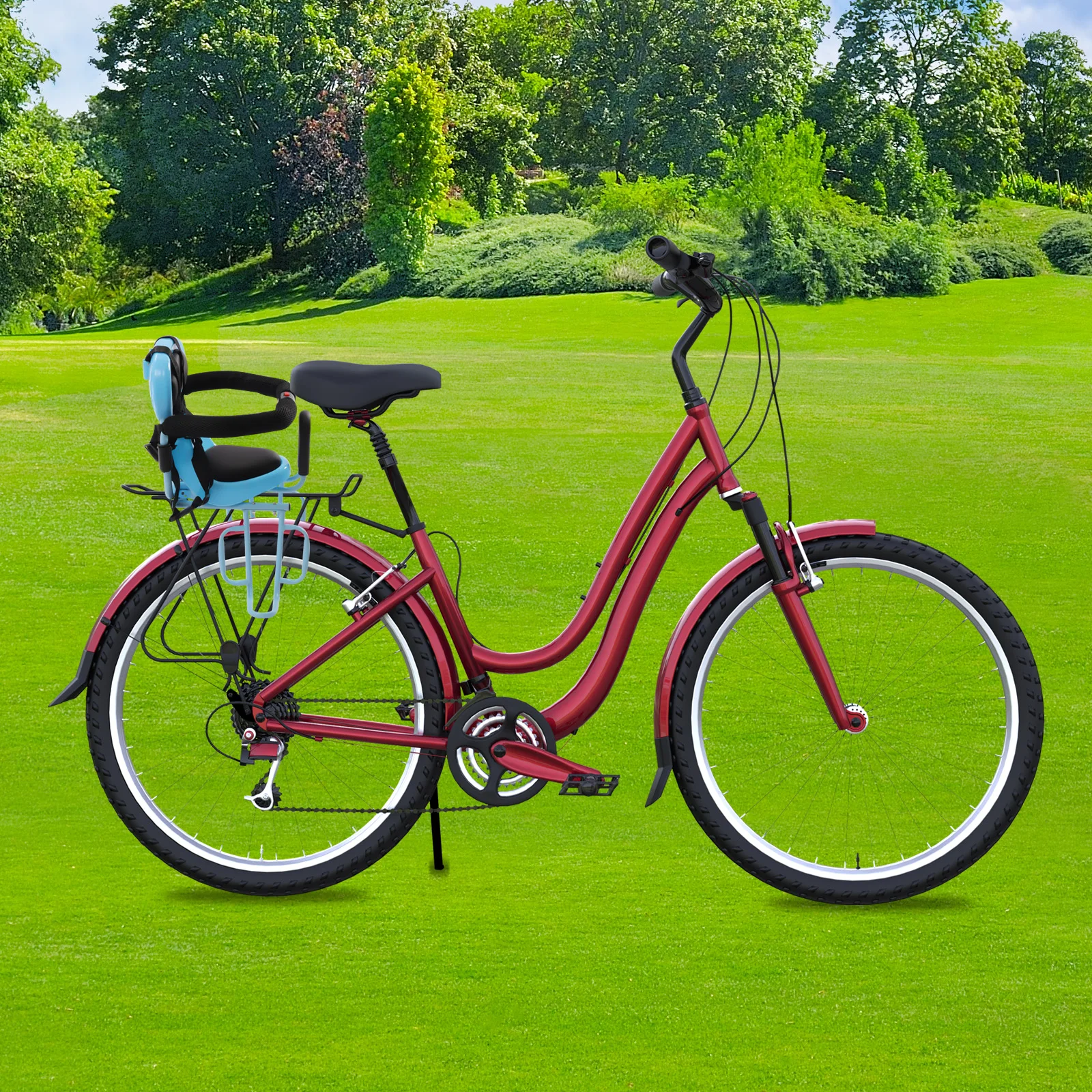 

Rear Child Bike Seat, Bike Child Front Seats with Seat Cushion, Rear Child Bike Seat Attachment for Adult Bike