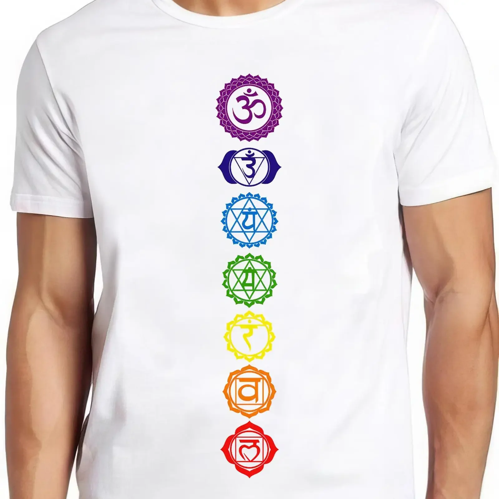 7 Chakras T Shirt Spiritual Meditation Zen Om Buddhism Energy Cool 2619 vintage Washed designer clothes graphic fashion Casual