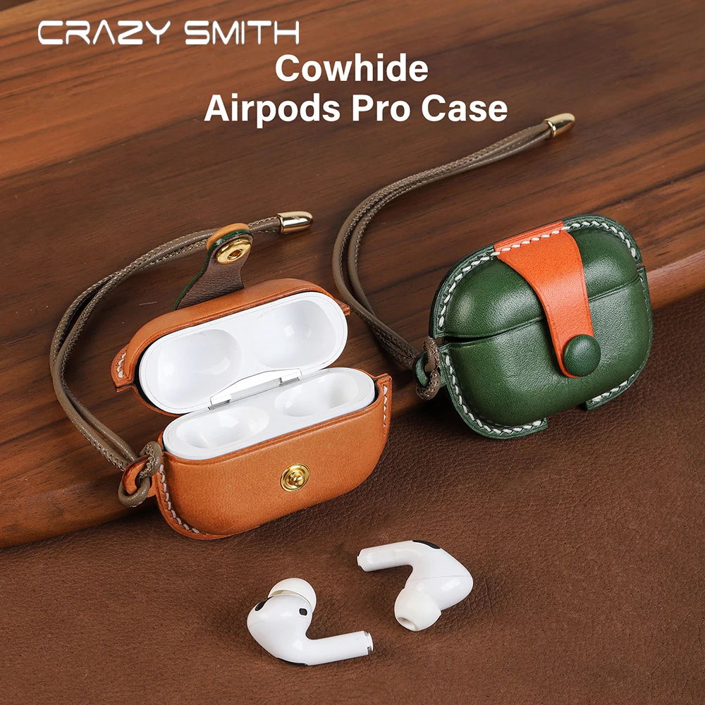 

CRAZYSMITH Чехлы ручной работы из натуральной кожи для наушников for AirPods Pro, чехол для наушников из первого слоя кожи, подарок