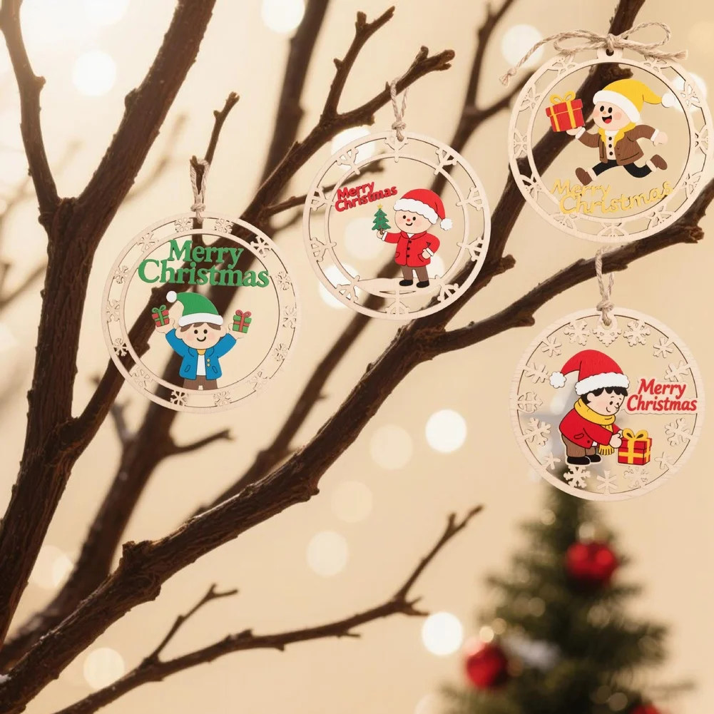For Christmas Tree Santa Claus Decoration Christmas Ambiance Wooden Santa Claus Ornament Christmas Tree Ornament