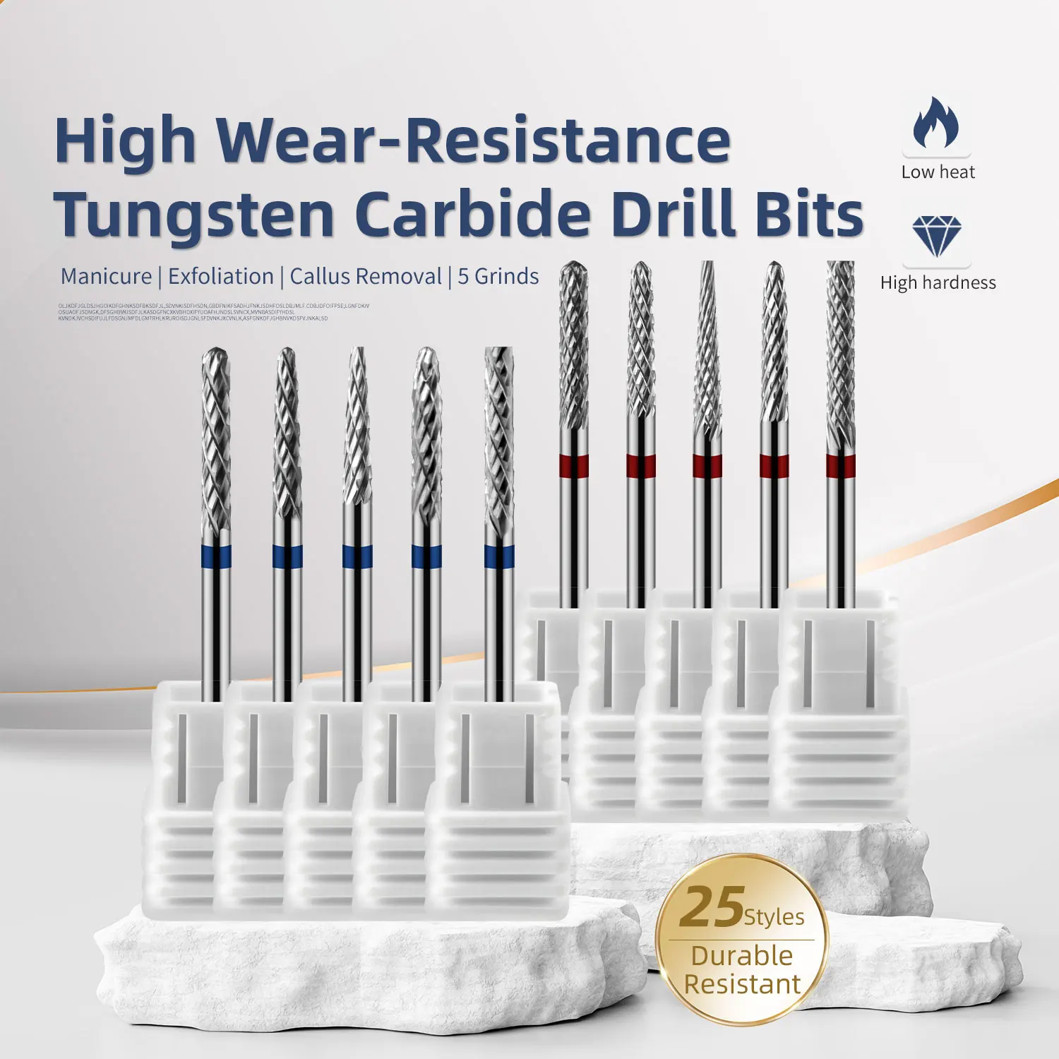 5 قطعة كربيد التنغستن مسمار لقمة ثقب 3/32 "لجل إزالة طلاء الأظافر الكالس مزيل الجلد الصلب آمنة تلميع رئيس صالون الاستخدام المنزلي #1