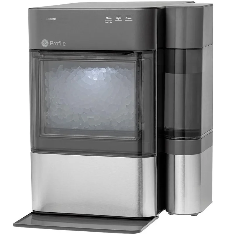 Aço inoxidável Countertop Nugget Ice Maker com tanque lateral, ge Perfil Opal 2.0, com Wi-Fi Conectividade