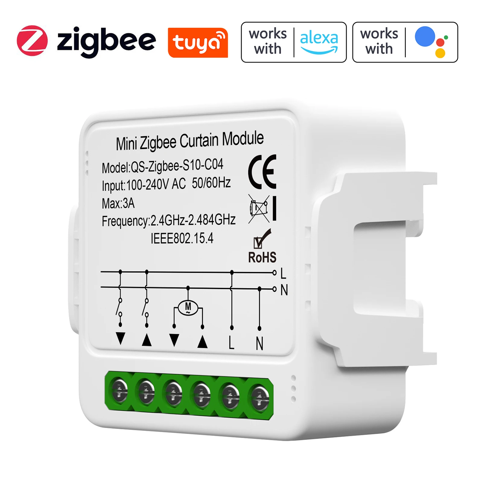 Tuya Zigbee/Wife Smart Curtain Switch Module Home Intelligent Appliance Curtain Blind Roller Shutters App Control Timer