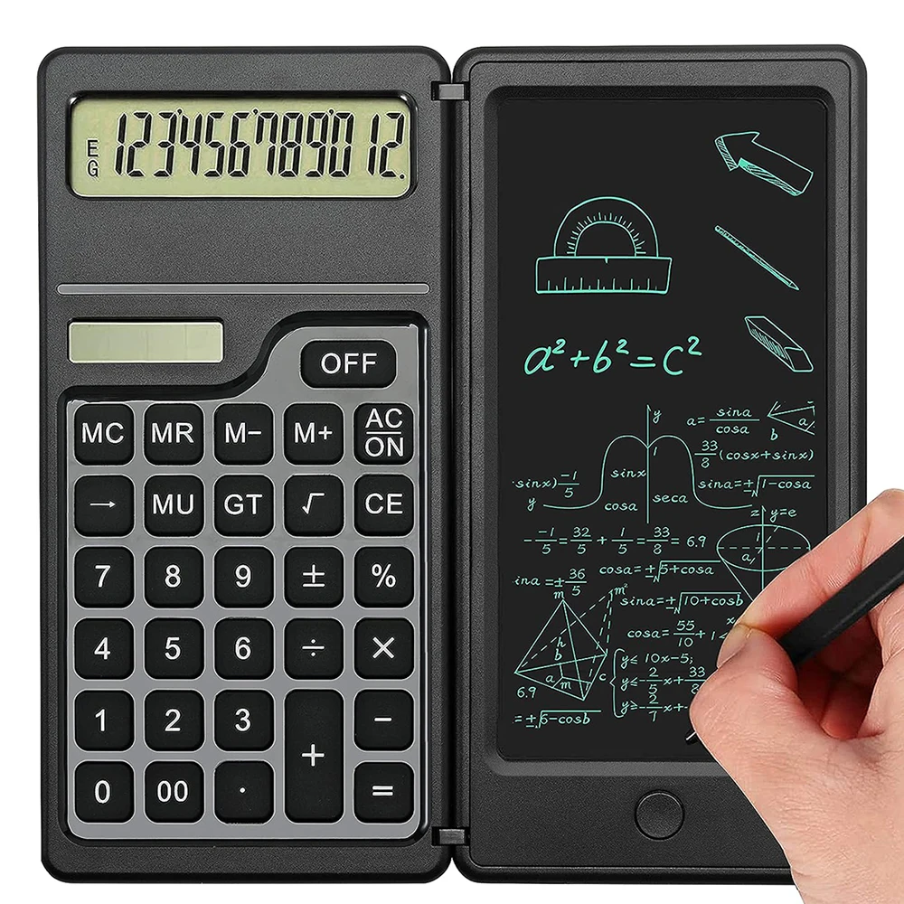 VAORLO-Calculadora Dobrável Energia Solar, 12 Dígitos, Display LCD, Desktop, 6 