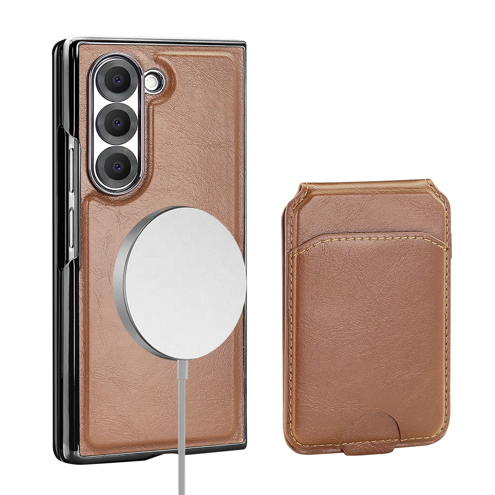 

2 in 1 Detachable Steel Film Magnetic Leather Full Coverage Phone Case for Samsung GalaxyZ Fold 7 6 5 Wireless Charging Cover