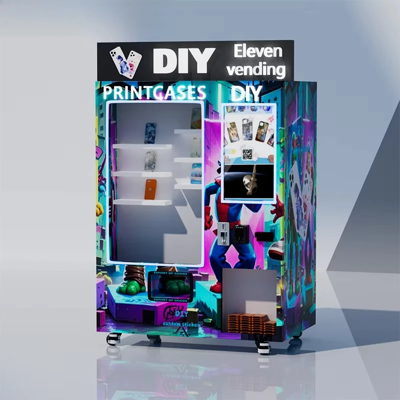 Customized 24-Hour Smart Touchscreen OEM 300-600 Capacity UV Print Automatic Logo Mobile Cover Self-Service Vending Machine